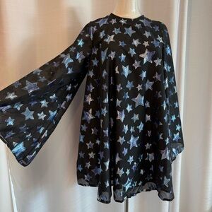 NWT Metallic Stars Mini Dress Flare Sleeve Trapeze by Twisted Wunder